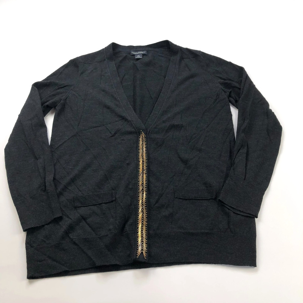 Banana Republic XL 100% Extra Fine Merino Wool Cardigan Button Sweater Black